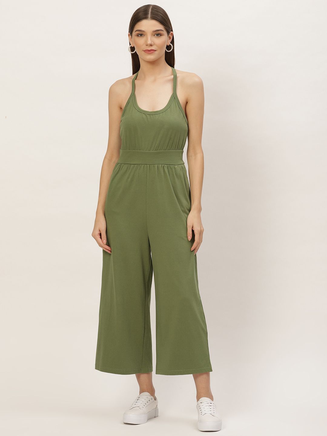 KICA Green Halter Neck Basic Jumpsuit Price in India