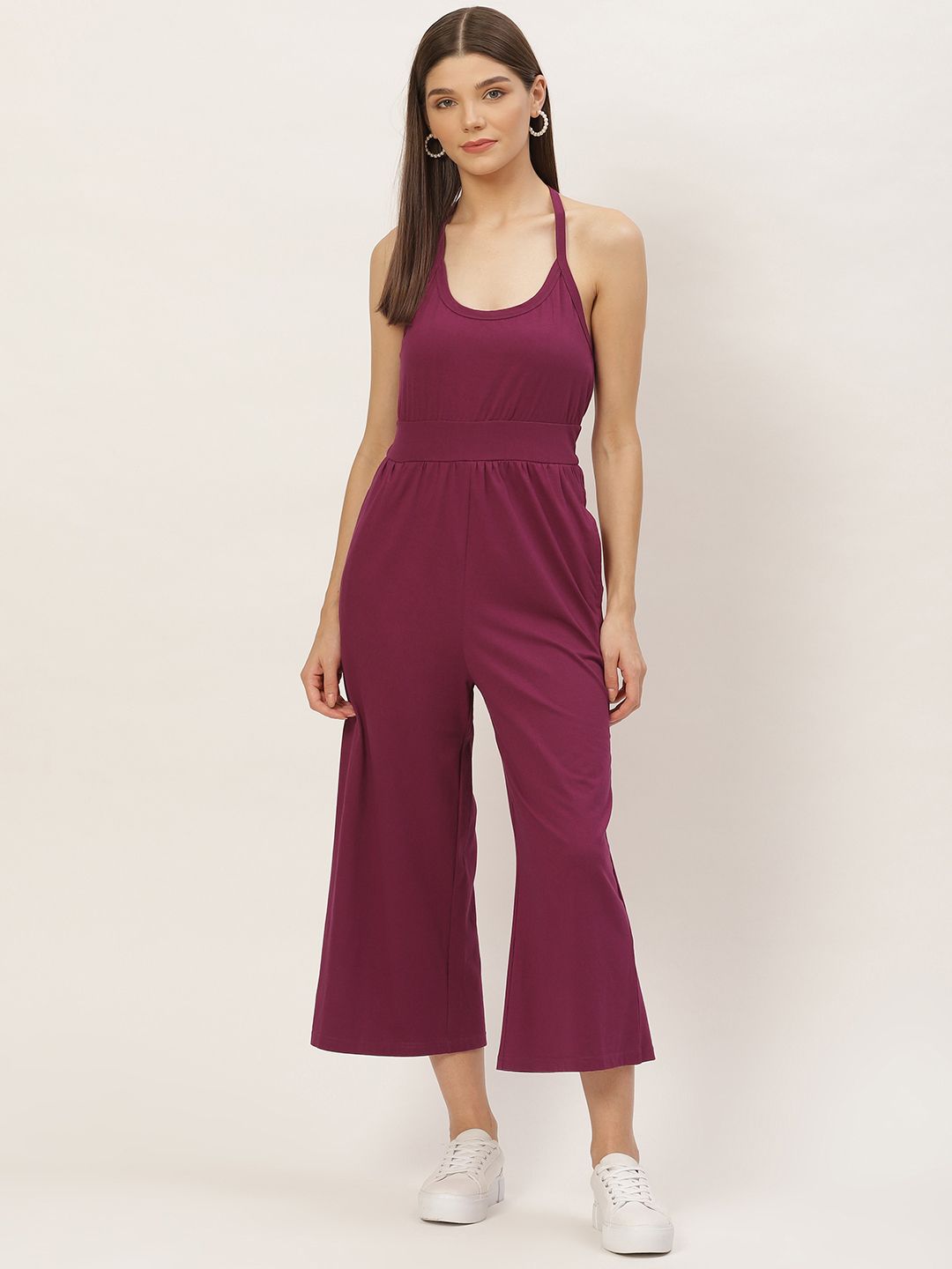 KICA Magenta Halter Neck Culotte Jumpsuit Price in India