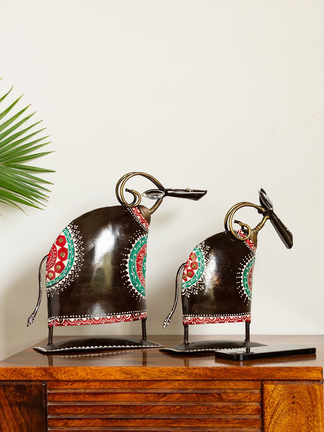 ExclusiveLane Set Of 2 Black & Green Hand-Painted Decorative Showpieces Price in India