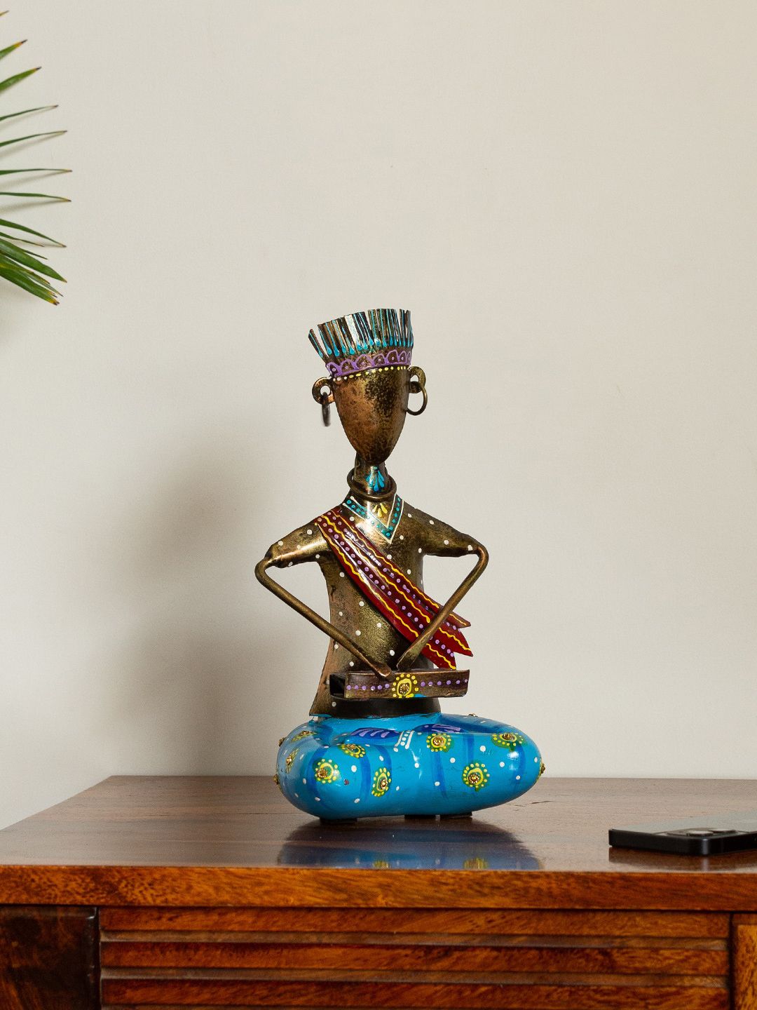 ExclusiveLane Gold-Toned & Blue Hand-Painted & Handcrafted Decorative Showpiece Price in India