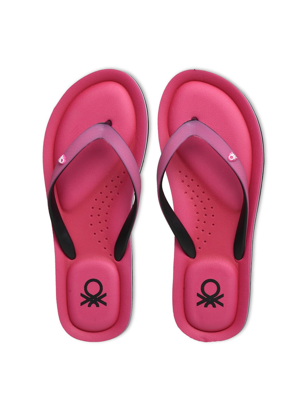 United Colors of Benetton Women Pink Printed Rubber Thongs Flip Flop Price in India