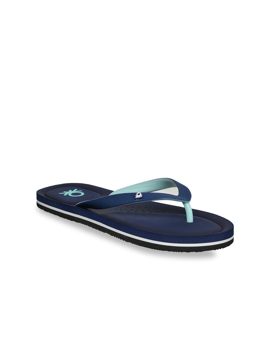 United Colors of Benetton Women Navy Blue Rubber Thong Flip-Flops Price in India