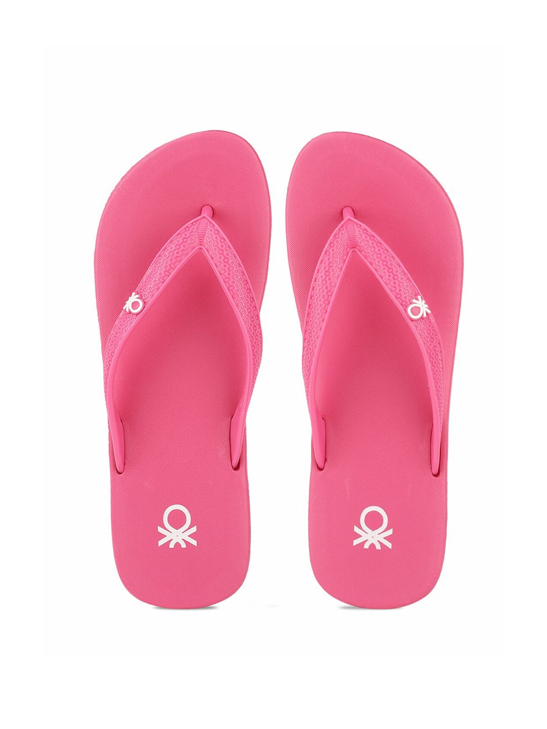 United Colors of Benetton Women Pink Printed Rubber Thong Flip-Flops Price in India