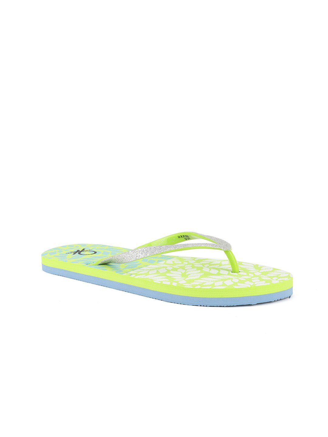 United Colors of Benetton Women Green Printed Rubber Thong Flip-Flops Price in India