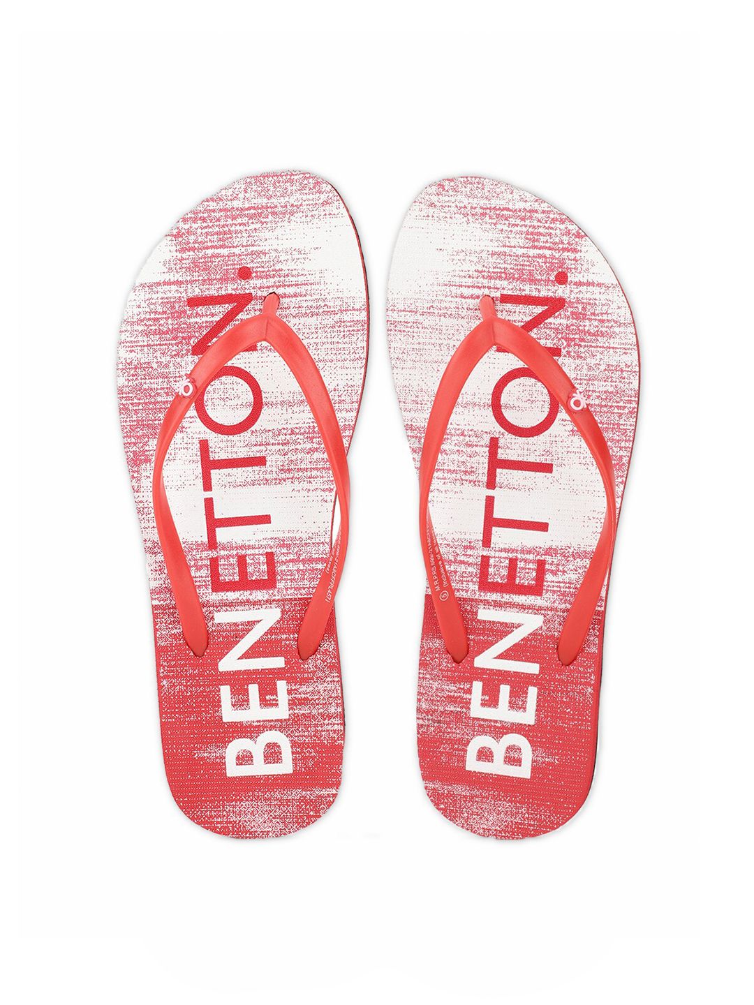 United Colors of Benetton Women Red Printed Thong Flip Flops Price in India