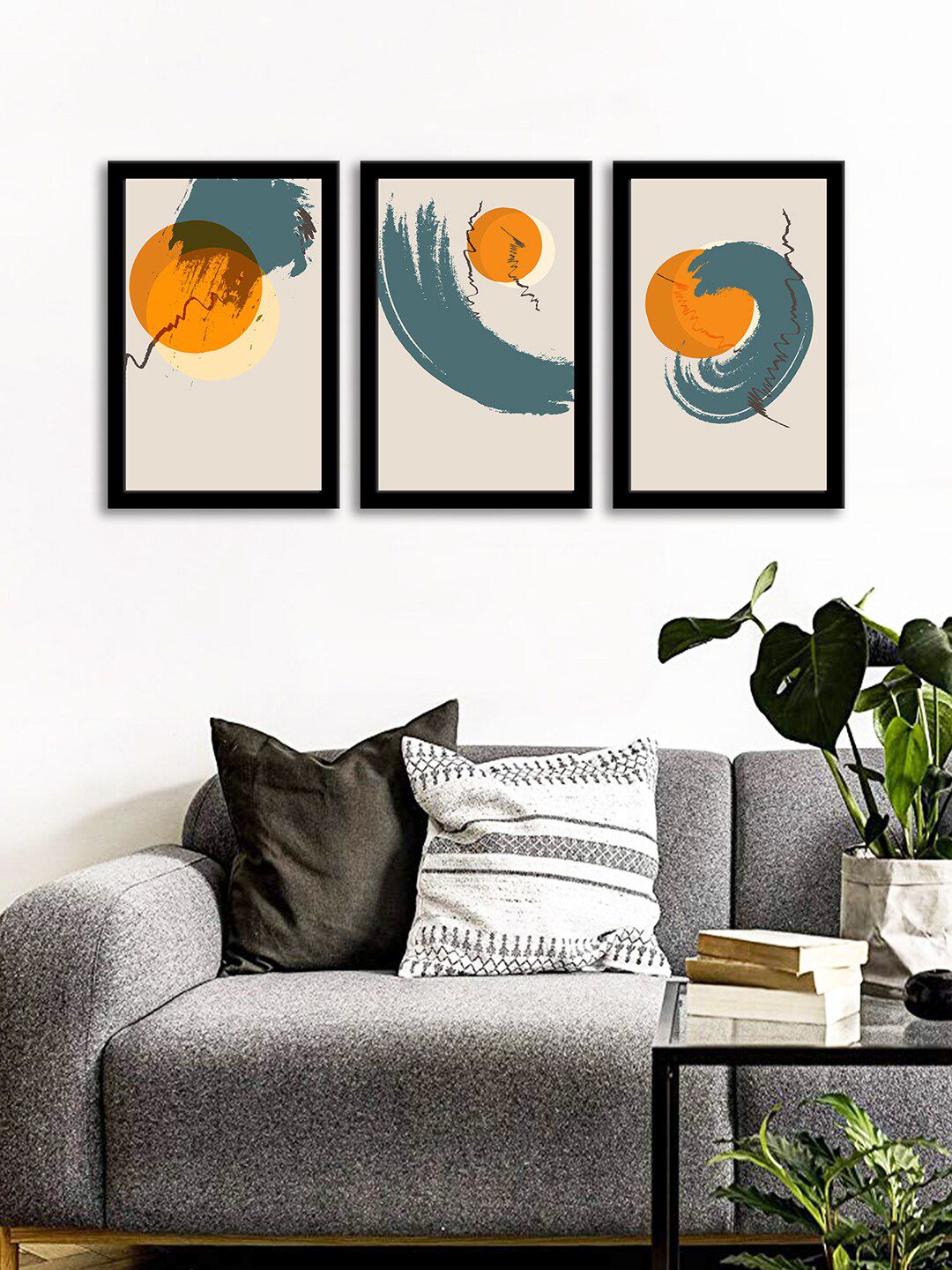WENS Set Of 3 Multicoloured Modern Art Wall Art Paintings Price in India