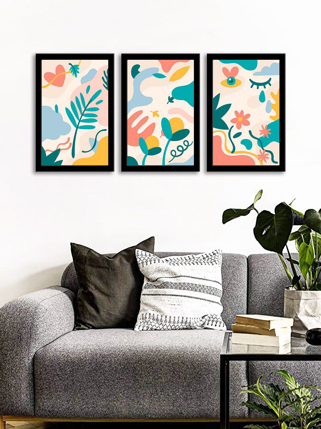 WENS Set Of 3 Multicoloured Modern Artistic Wall Art Painting Price in India