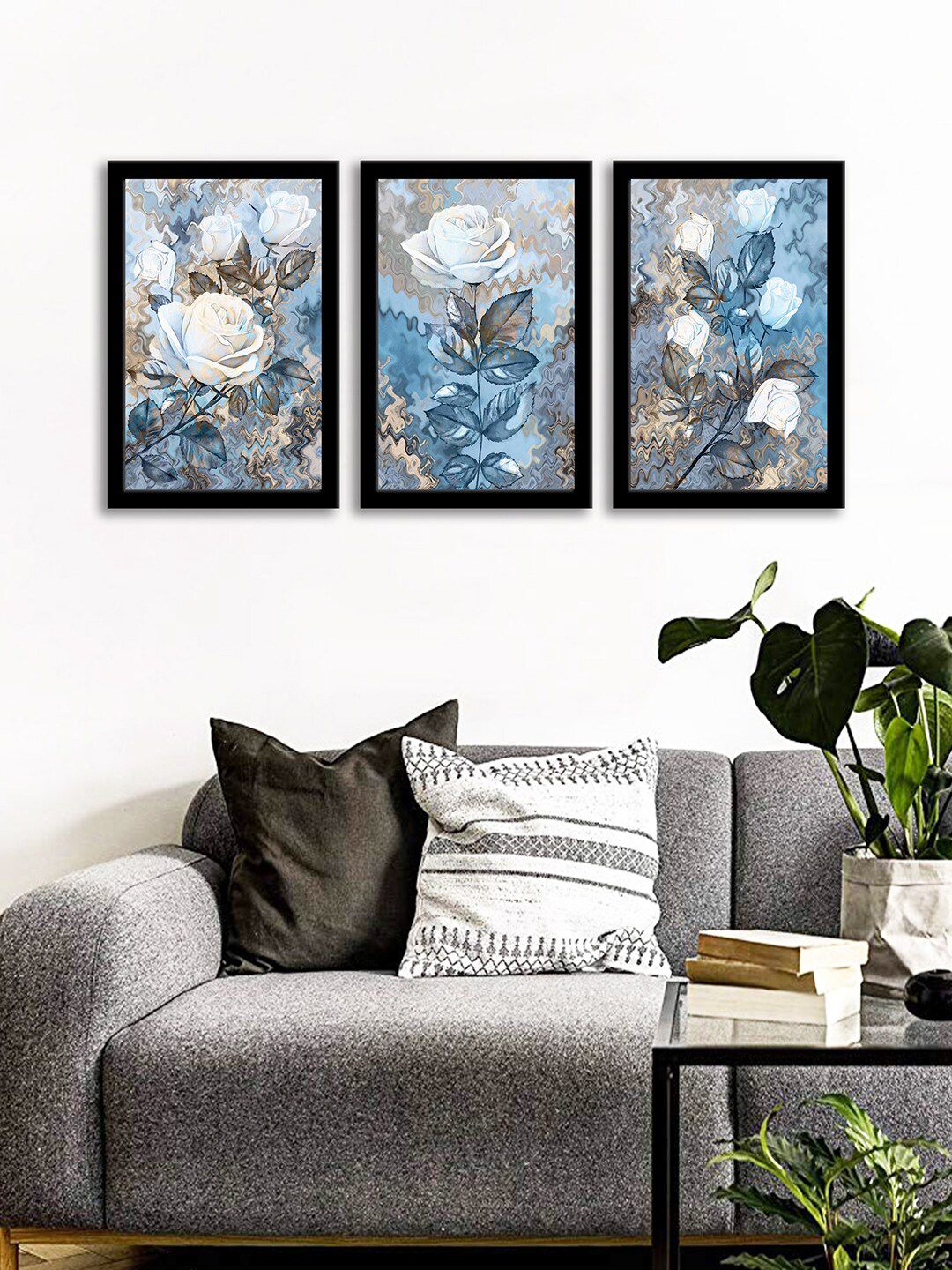 WENS Set Of 3 Multicoloured Roses Wall Art Painting Price in India