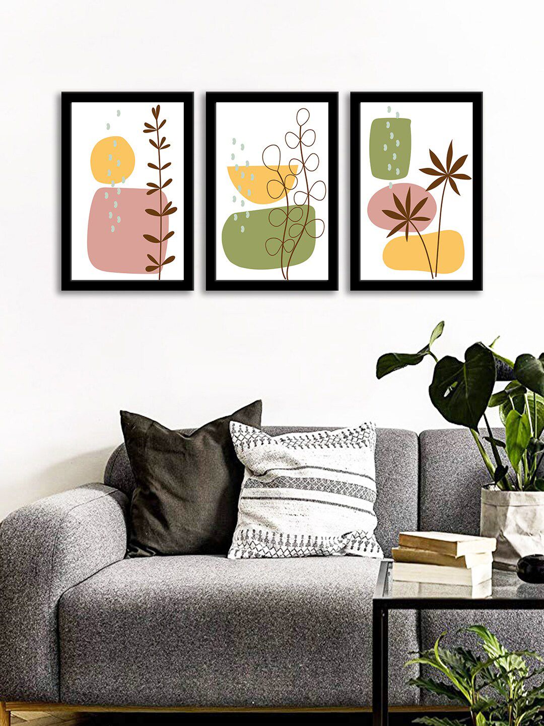 WENS Set Of 3 Multicoloured Botanical Wall Art Painting Price in India