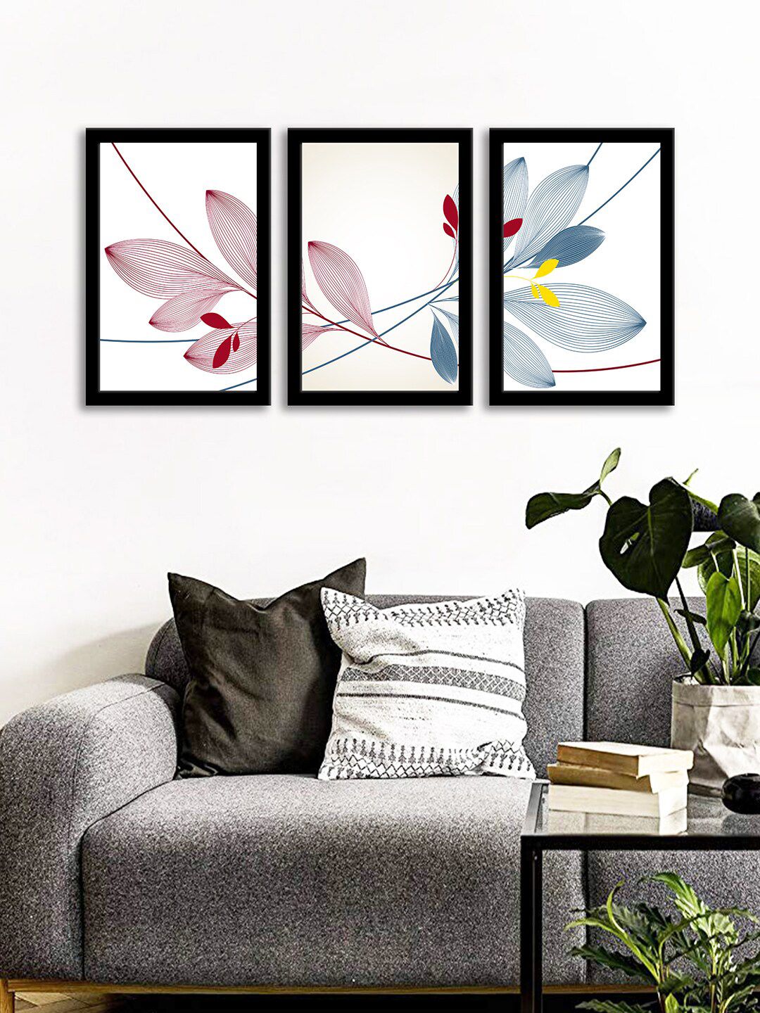 WENS Set Of 3 Multicoloured Moderate Flower Wall Art Painting Price in India