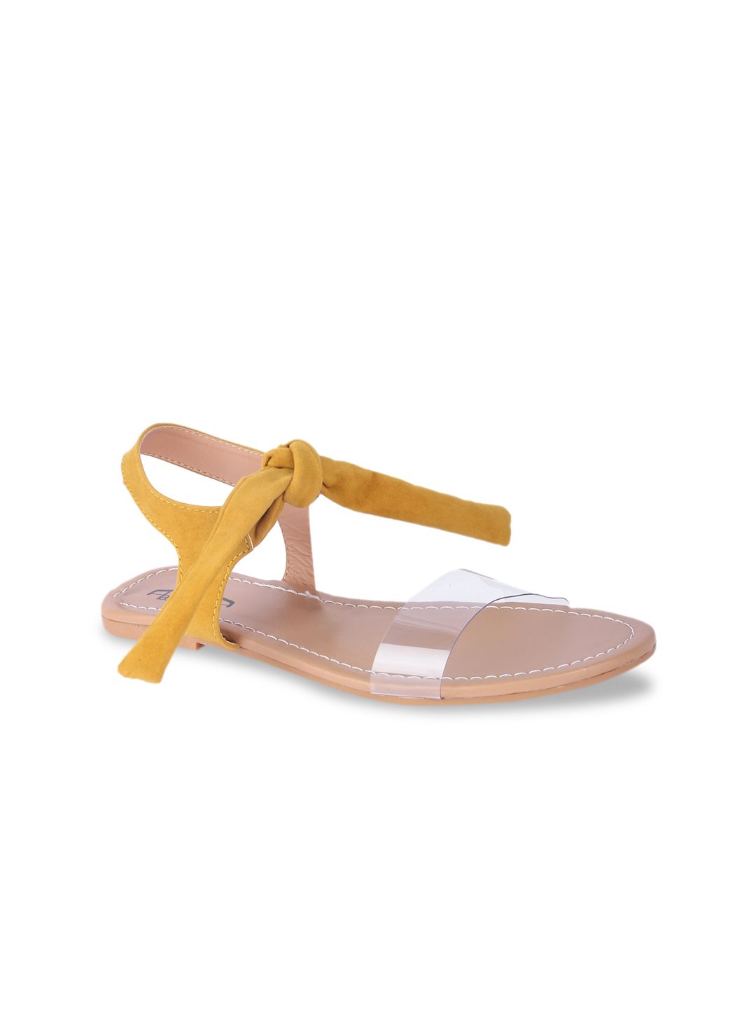 Brauch Women Mustard Solid Open Toe Flats Price in India