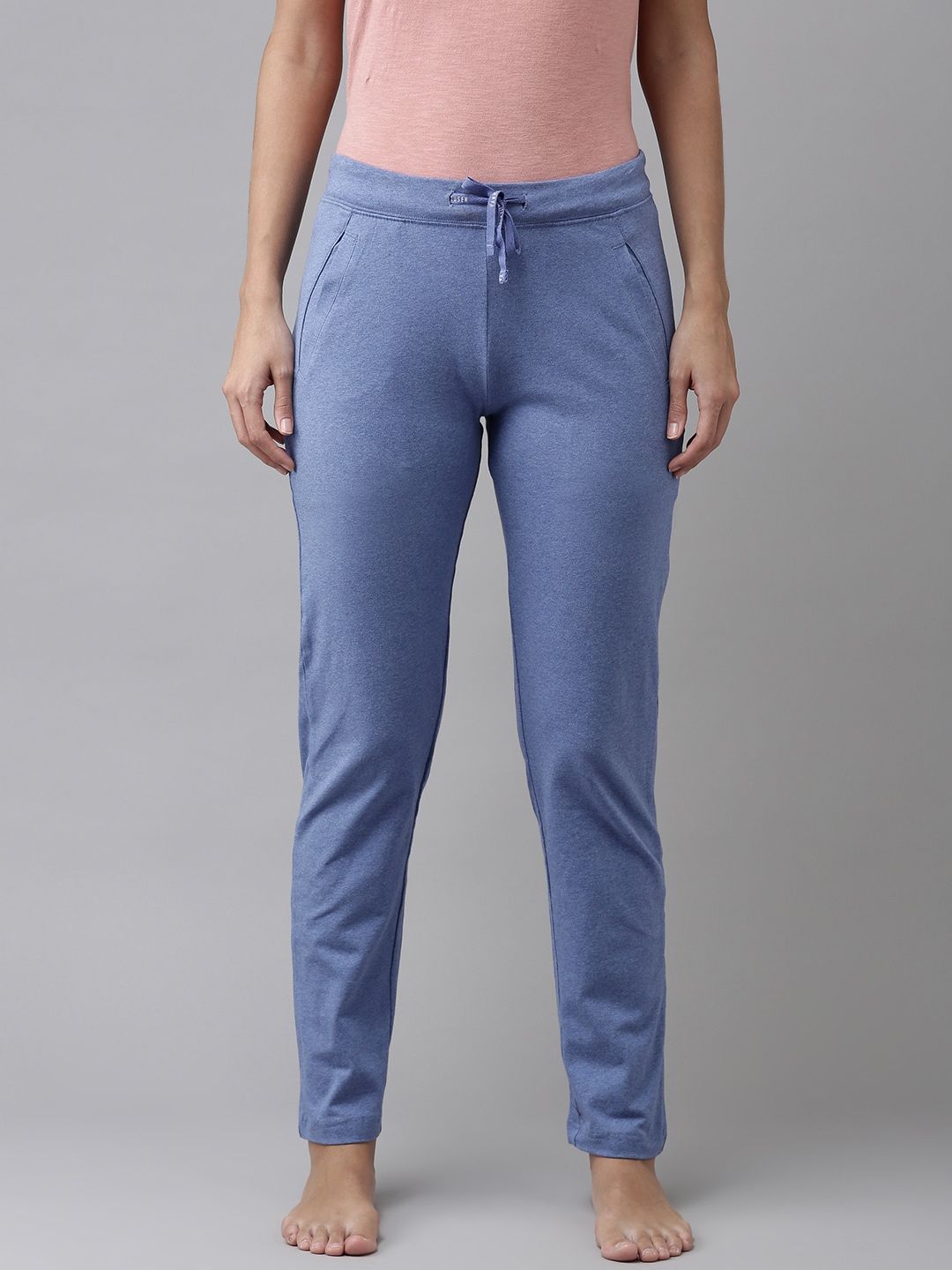 Van Heusen Women Blue Solid Stretch Lounge Pants Price in India