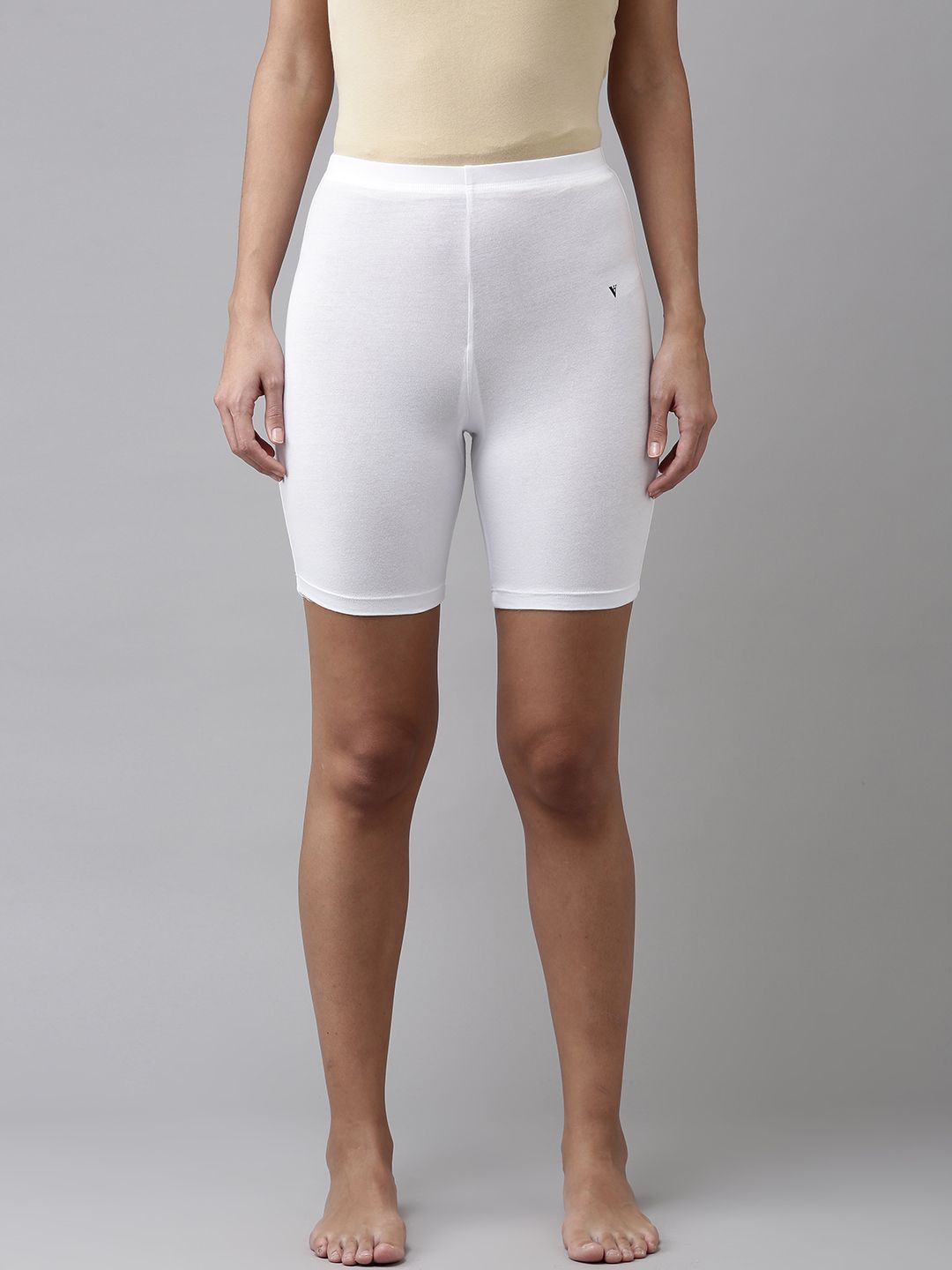 Van Heusen Women White Solid Cycling Shorts Price in India