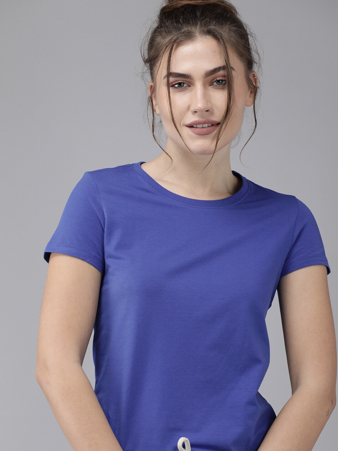 Van Heusen Women Blue Solid Lounge T-shirts Price in India