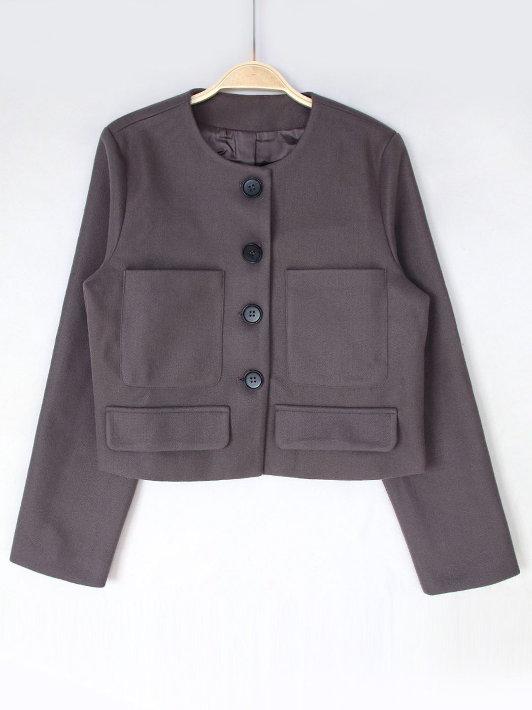 URBANIC Women Taupe Solid Felt Finish Jacket Price in India