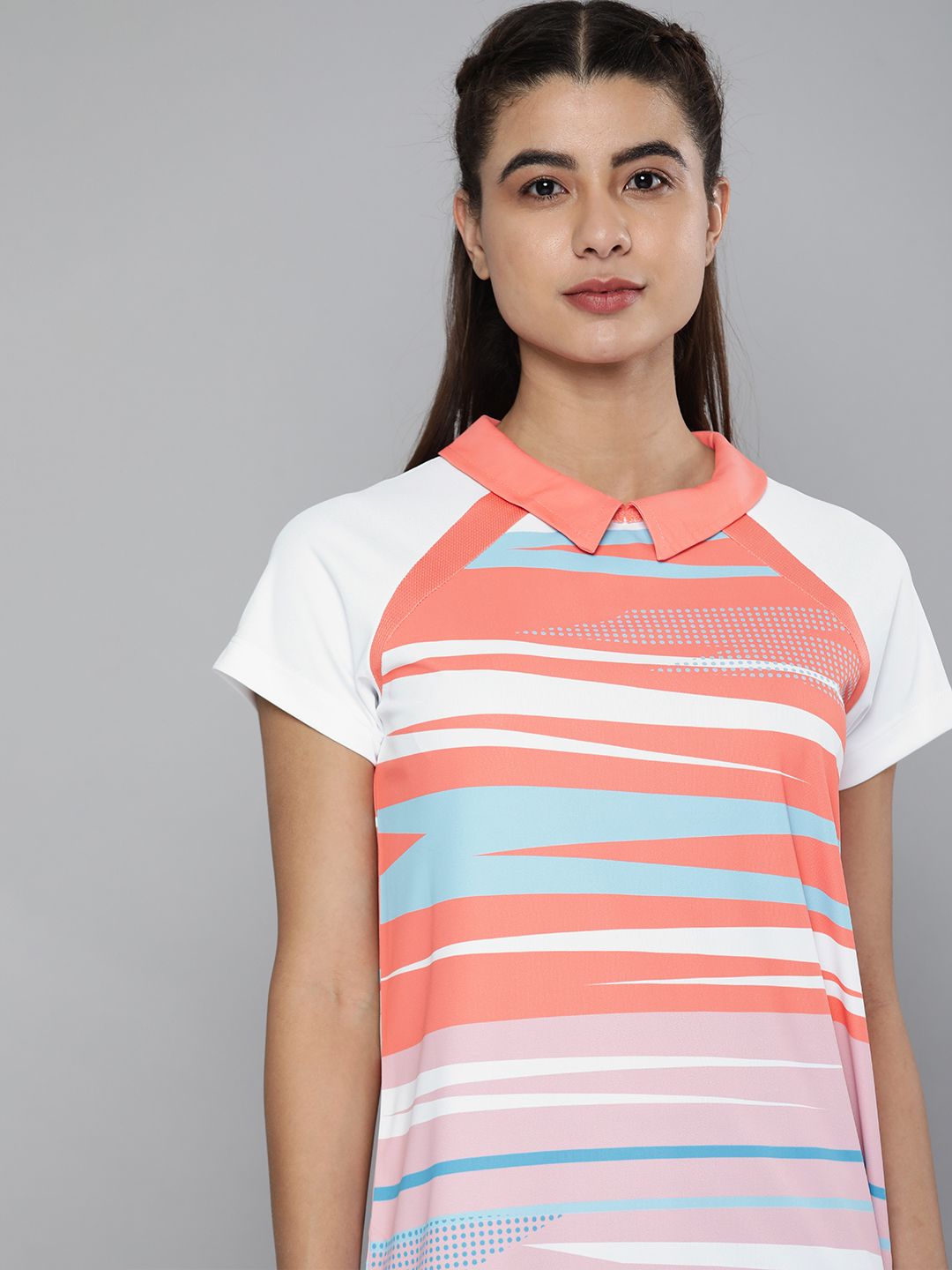 HRX By Hrithik Roshan Women Optic White Rapid-Dry Colourblock Sport Tshirts Price in India