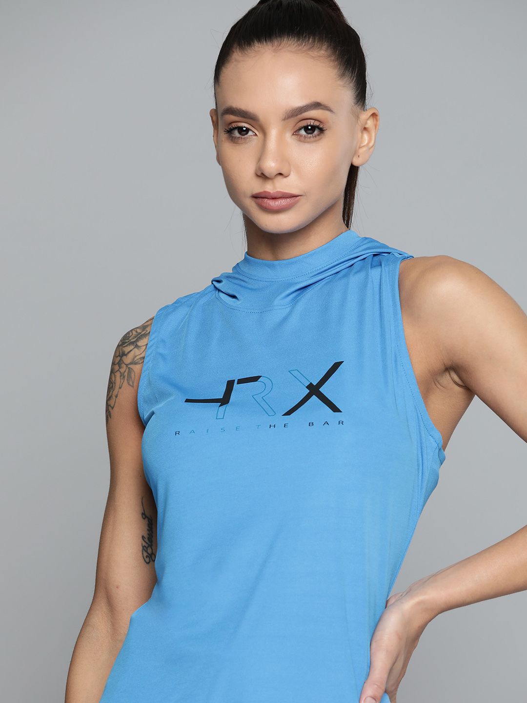 HRX By Hrithik Roshan Training Women French Navy Rapid-Dry Brand Carrier T-shirt Price in India
