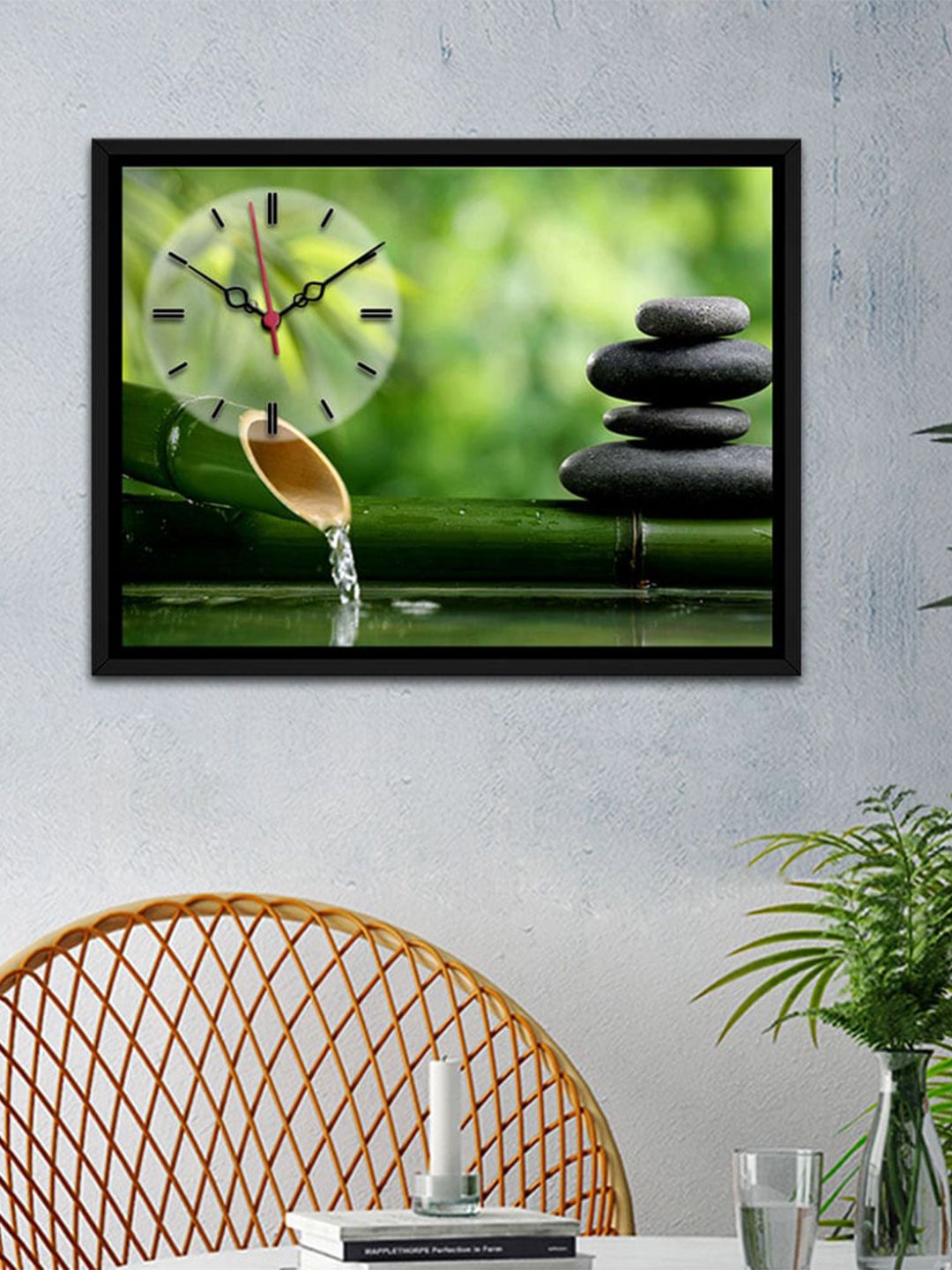 WALLMANTRA Green & Grey Printed Contemporary Wall Clock Price in India