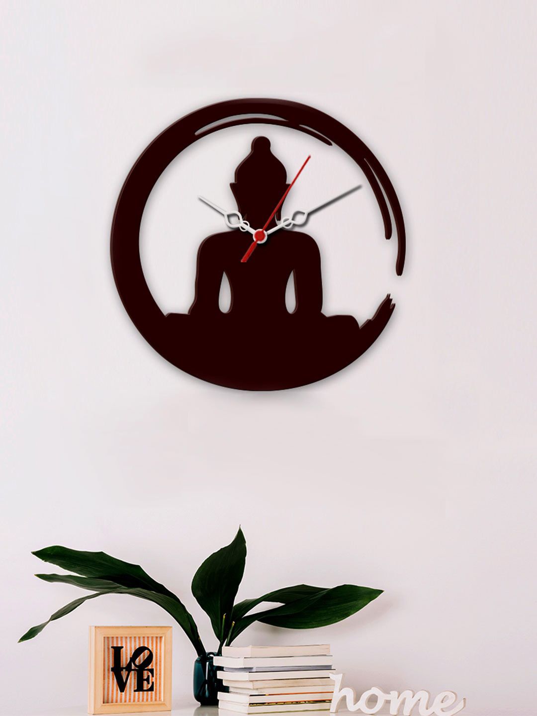 WALLMANTRA Brown & White Printed Contemporary Wall Clock Price in India