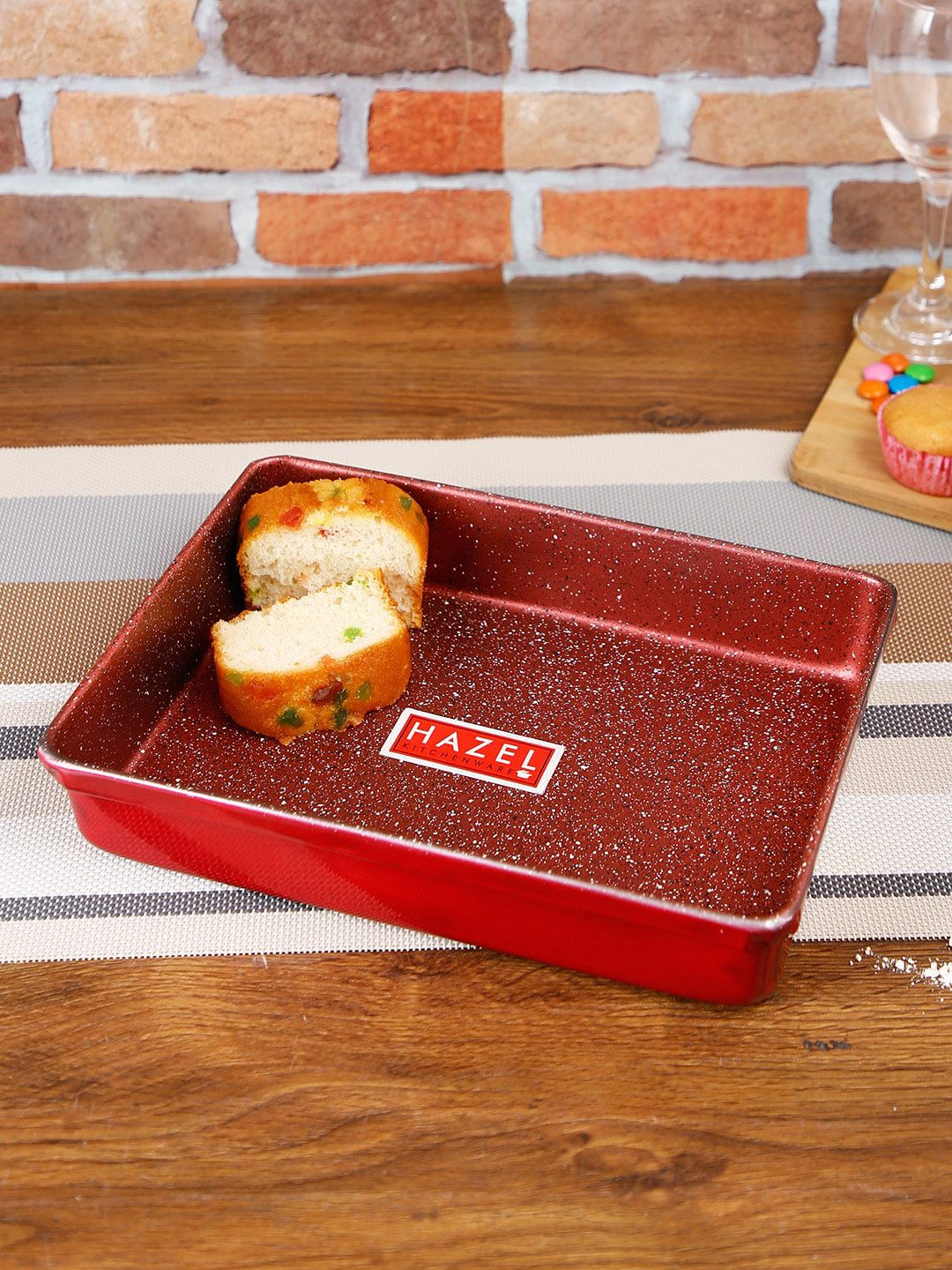 HAZEL Red Textured Non-Stick Bread Tray Price in India
