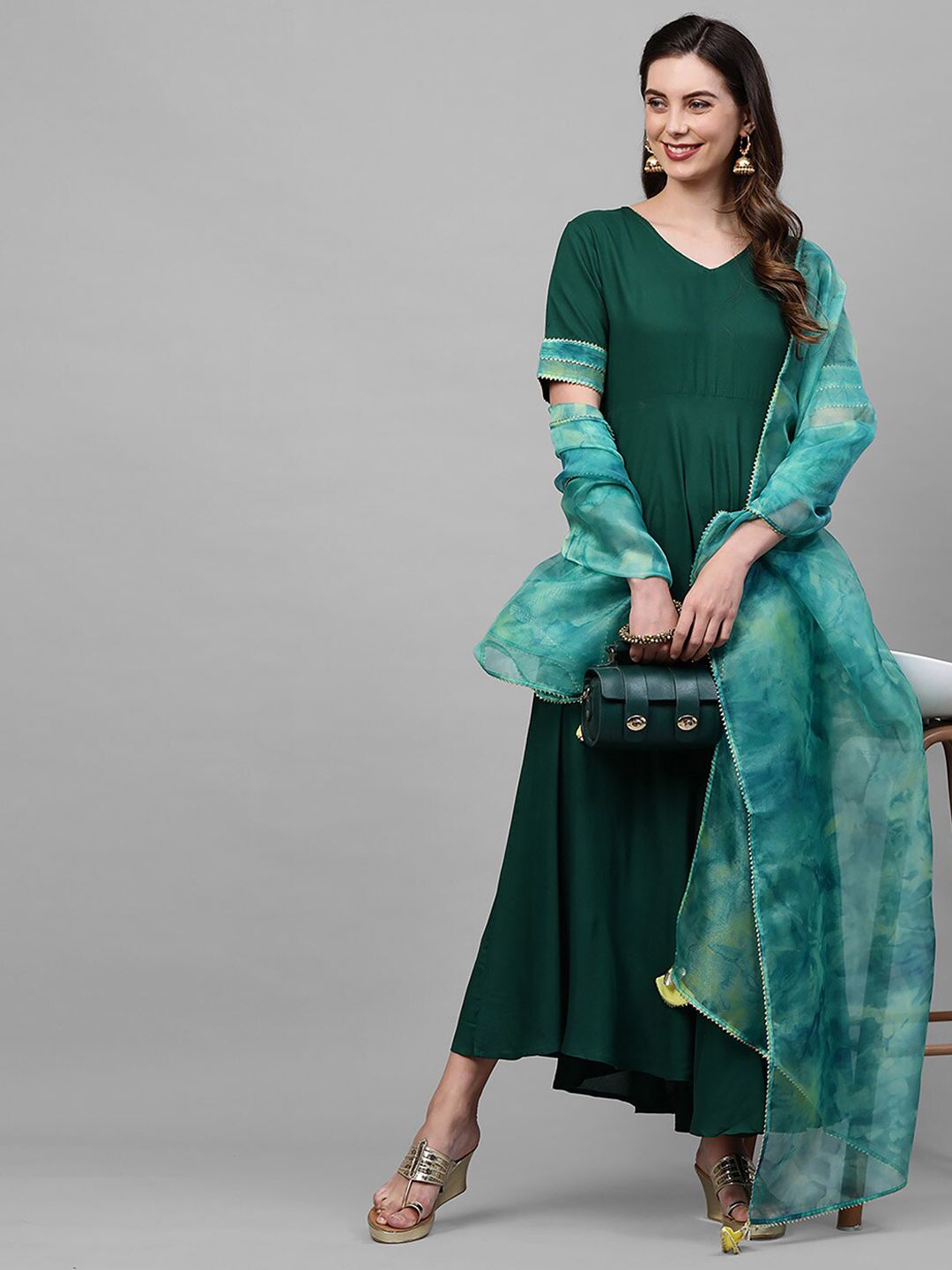 Indo Era Green Maxi Dress Price in India