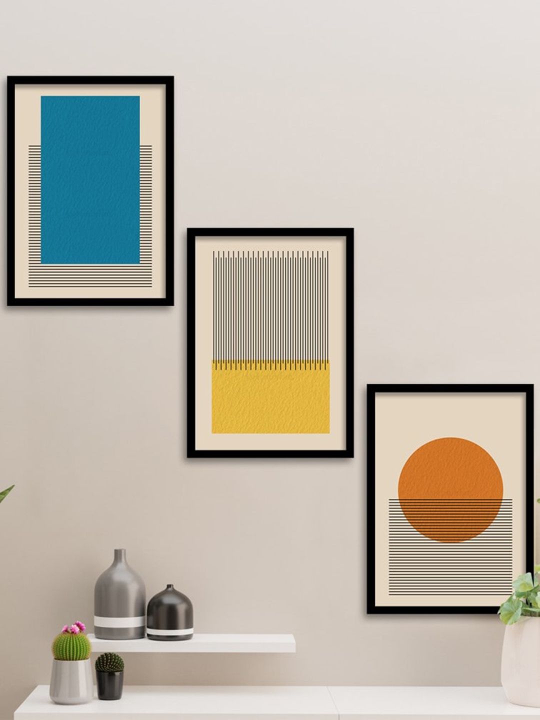 Art Street Set Of 3 Multicoloured Framed Wall Arts Price in India