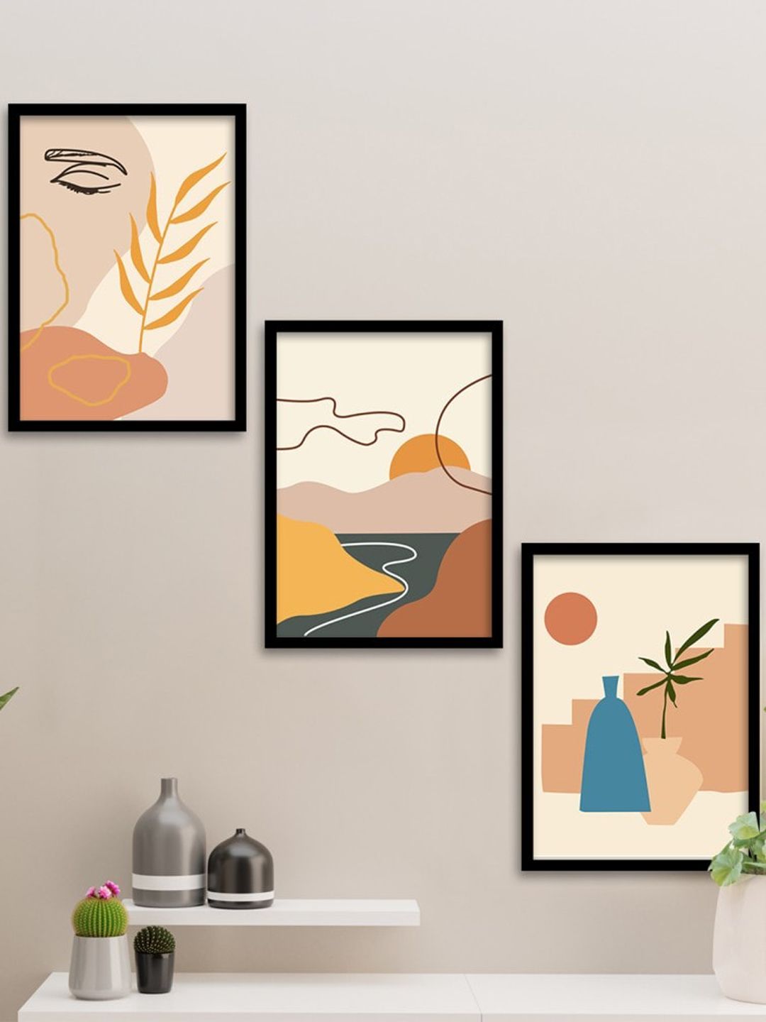 Art Street Set Of 3 Multicoloured Framed Wall Arts Price in India