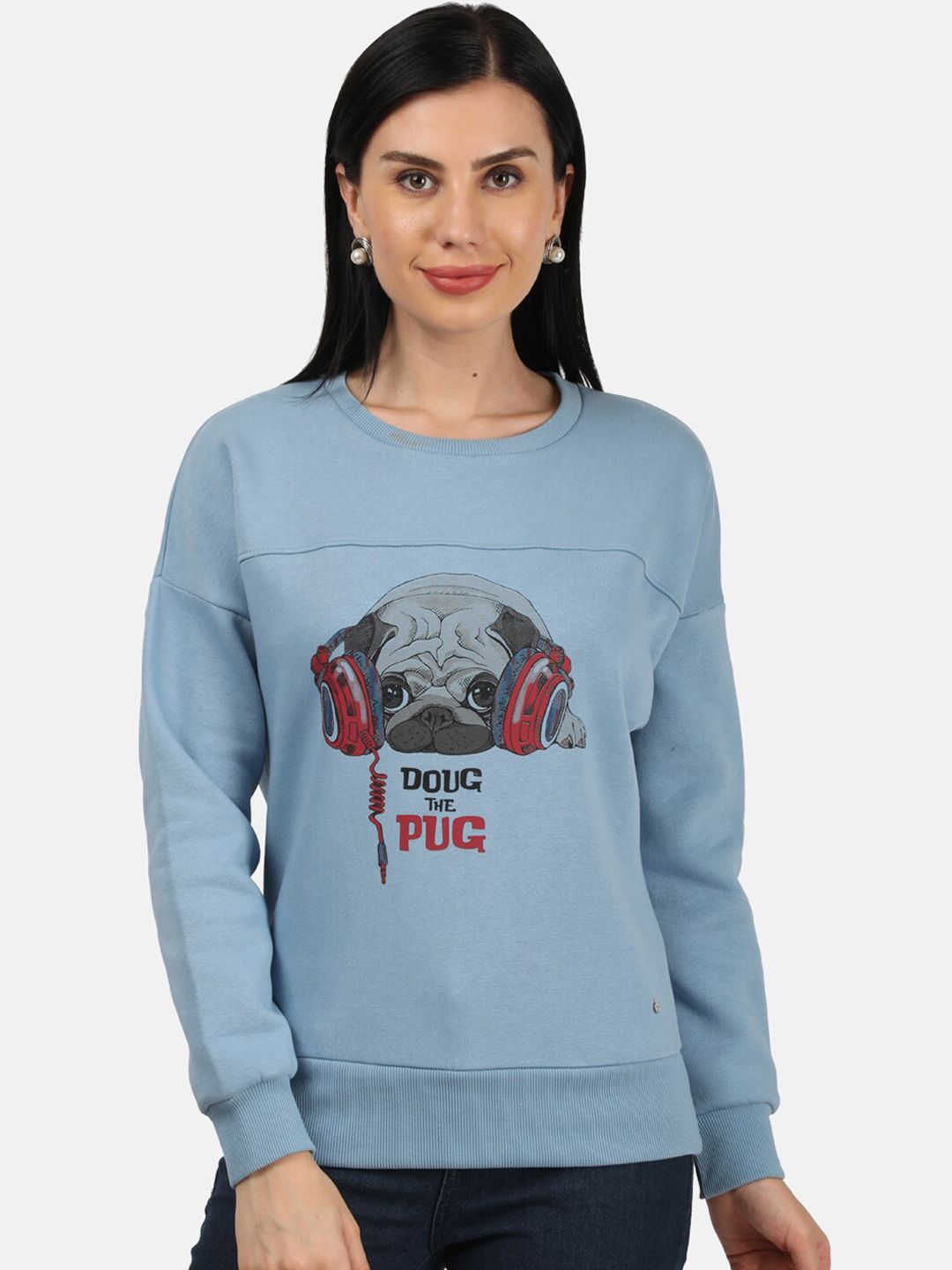 Monte Carlo Women Grey Printed Sweatshirt Price in India