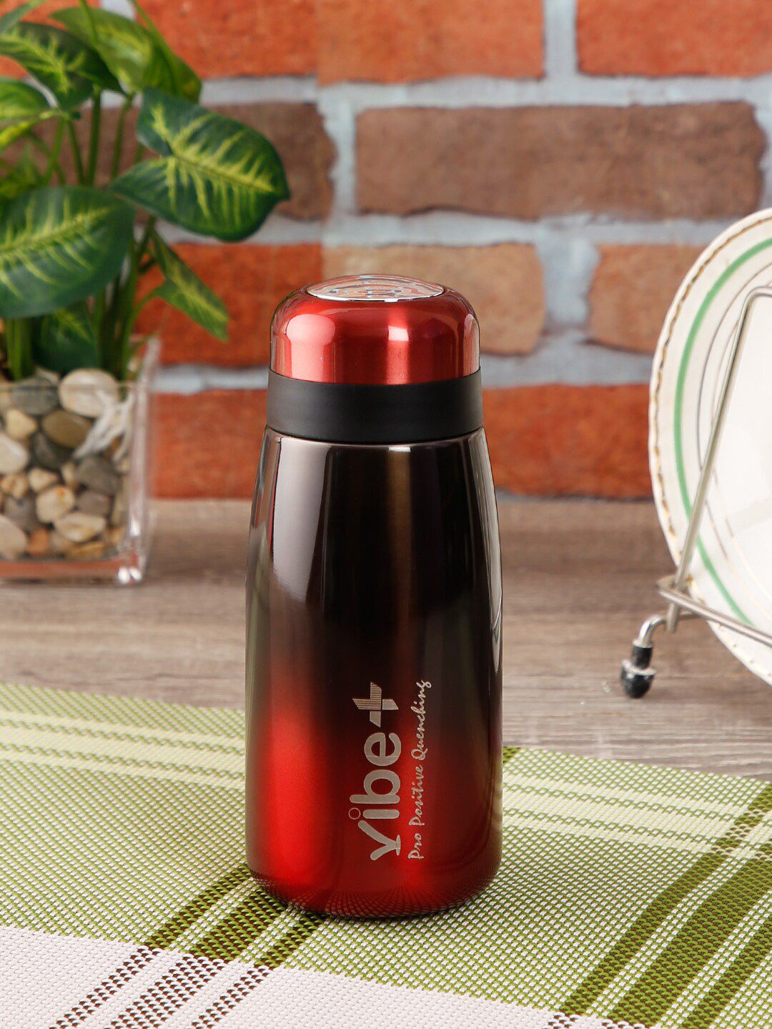 Vibe Plus Red & Black Stainless Steel Double Wall Flask 330ml Price in India