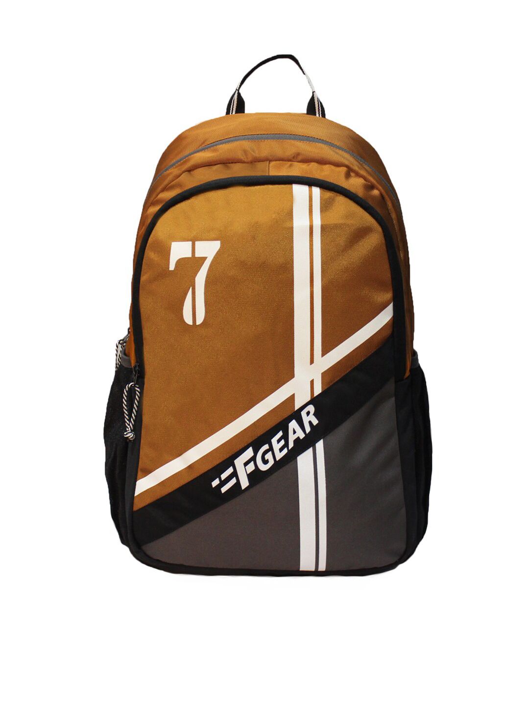 F Gear Unisex Mustard & Black Colourblocked Contrast Detail Backpack Price in India