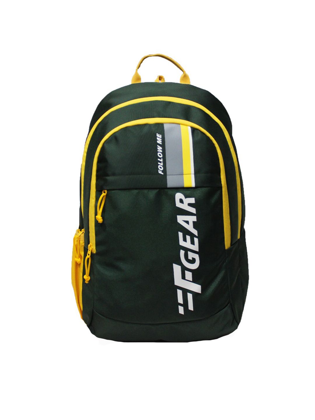 F Gear Unisex Green & Yellow Brand Logo Contrast Detail Backpack Price in India