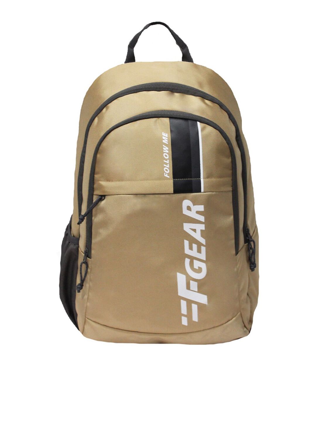 F Gear Unisex Cream & Black Brand Logo Printed Contrast Detail Backpack Price in India