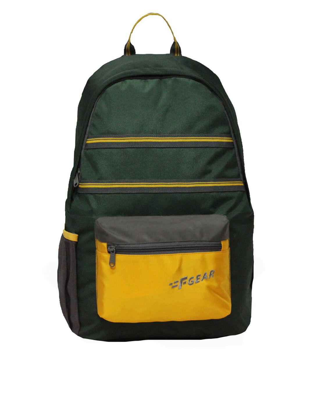 F Gear Unisex Green & Yellow Colourblocked Contrast Detail Backpack Price in India