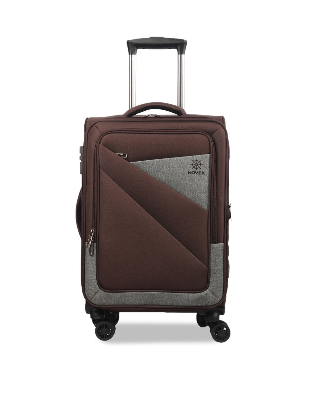 NOVEX Brown Solid Soft-Sided Trolley Suitcase Price in India