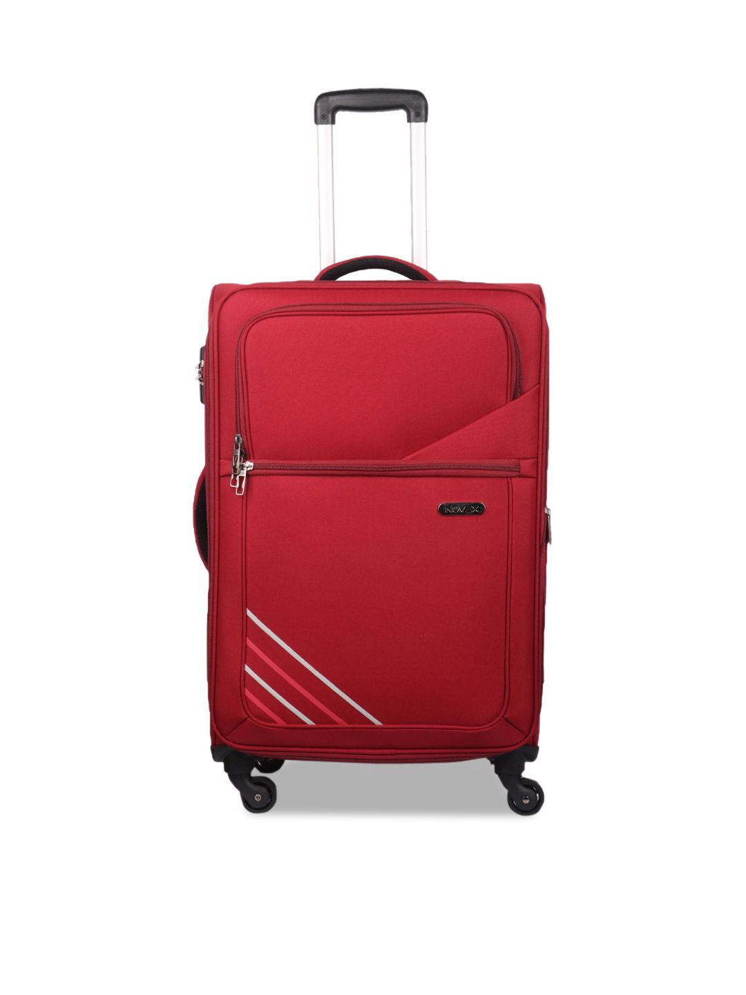 NOVEX Red Solid Soft-Sided Cabin Trolley Suitcase Price in India