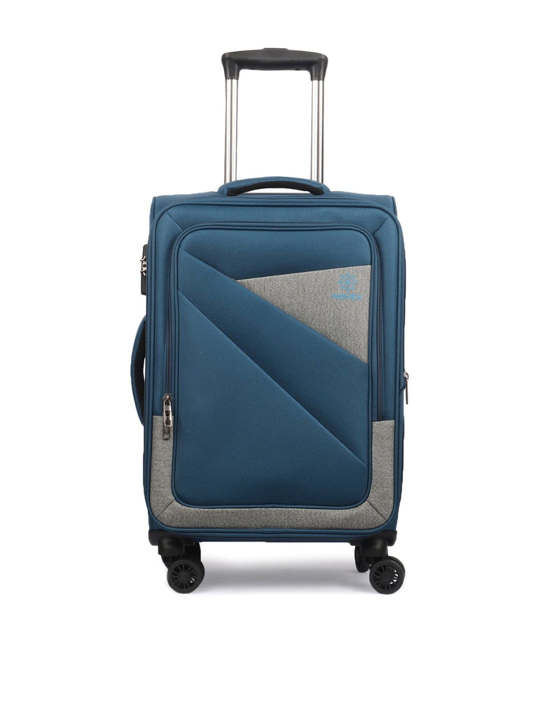 NOVEX Blue & Grey Colourblocked Soft-Sided Trolley Bag Price in India
