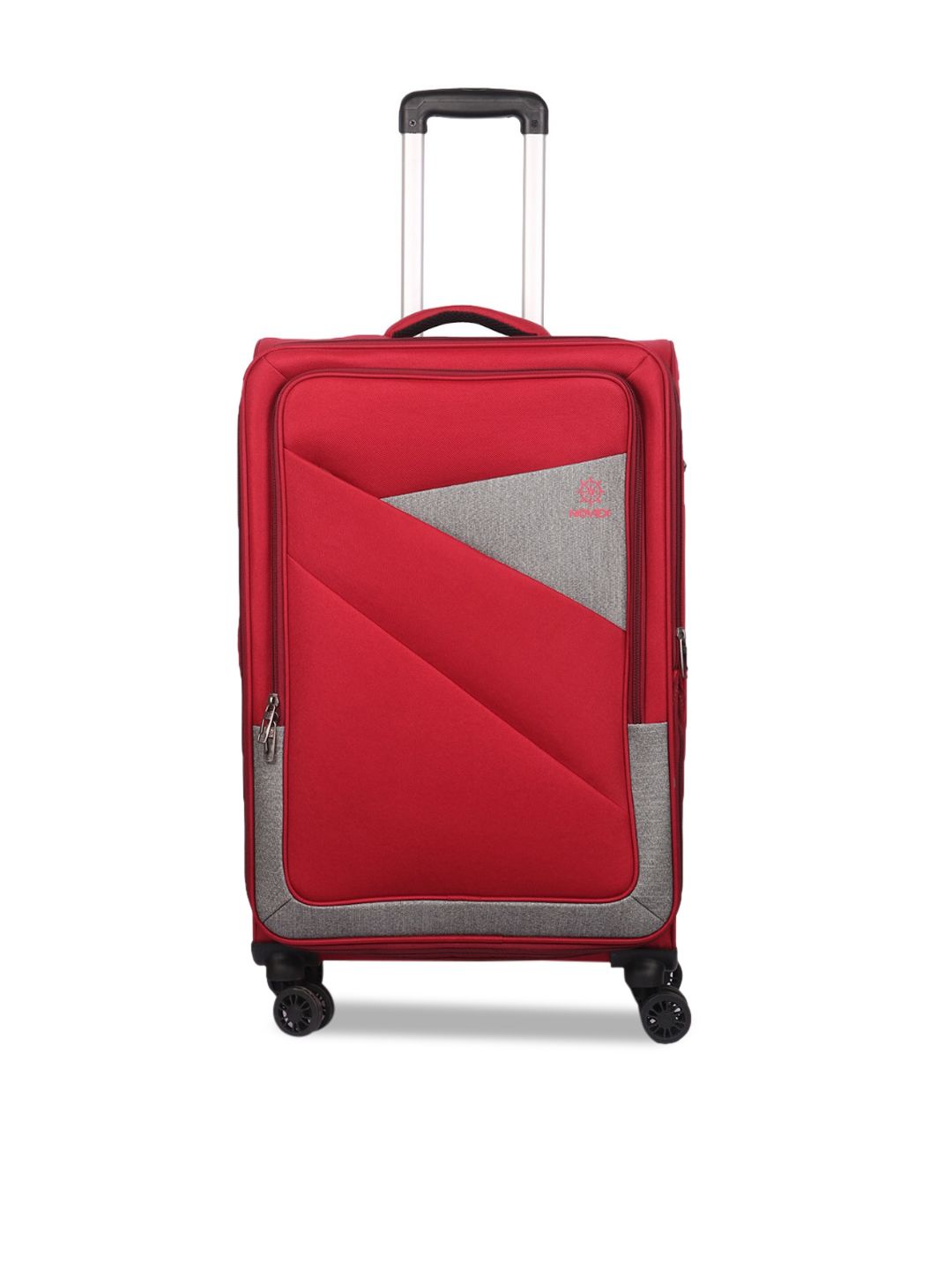 NOVEX Red & Grey Soft-Sided Cabin Trolley Suitcase Price in India