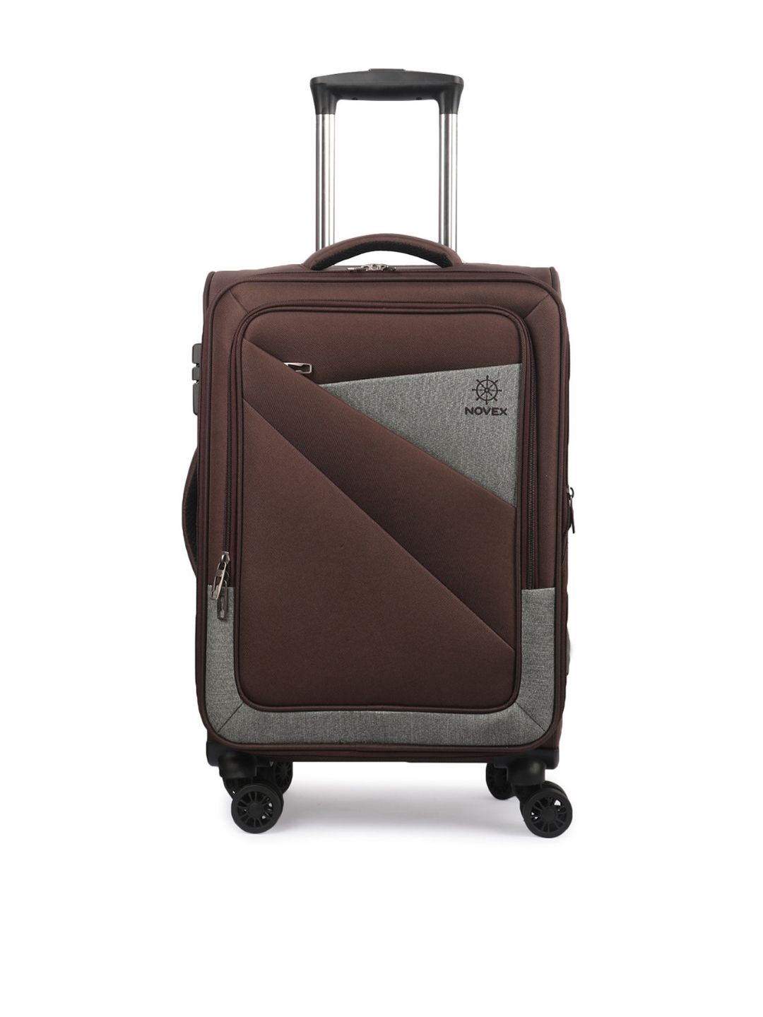 NOVEX Brown Solid Soft Sided Trolley Luggage Price in India