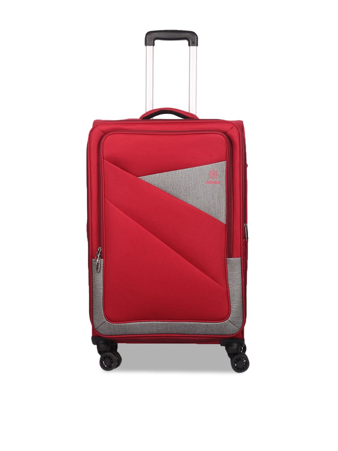 NOVEX Red & Grey Solid Soft-Sided Medium Trolley Suitcase Price in India