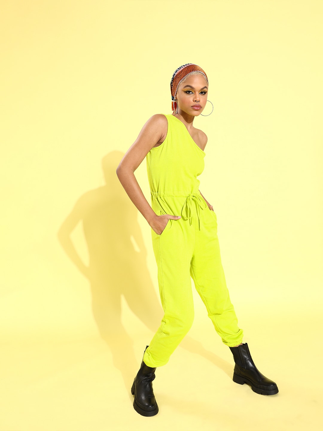 Athena Women Attractive Lime Green Sleek Jumpsuit Price in India
