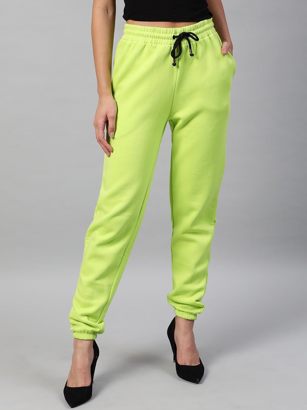 STREET 9 Women Fluorescent Green Skinny Fit Trousers Price in India