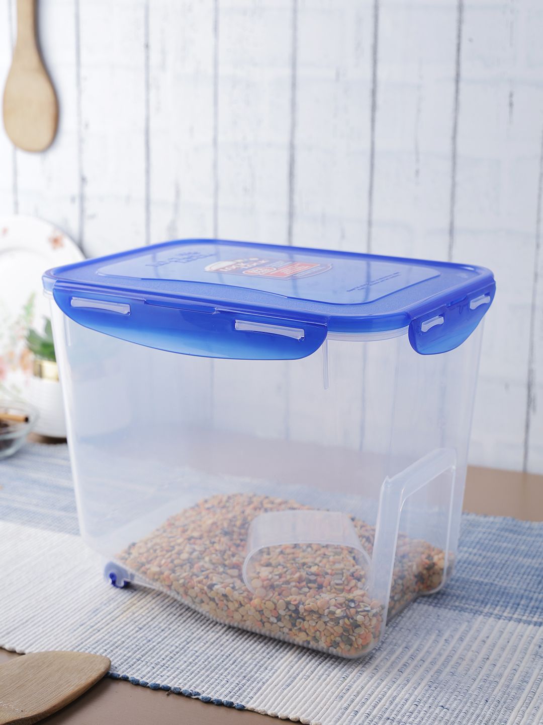 Lock & Lock Transparent & Blue Solid Classic Rice Storage Container With Lid Price in India