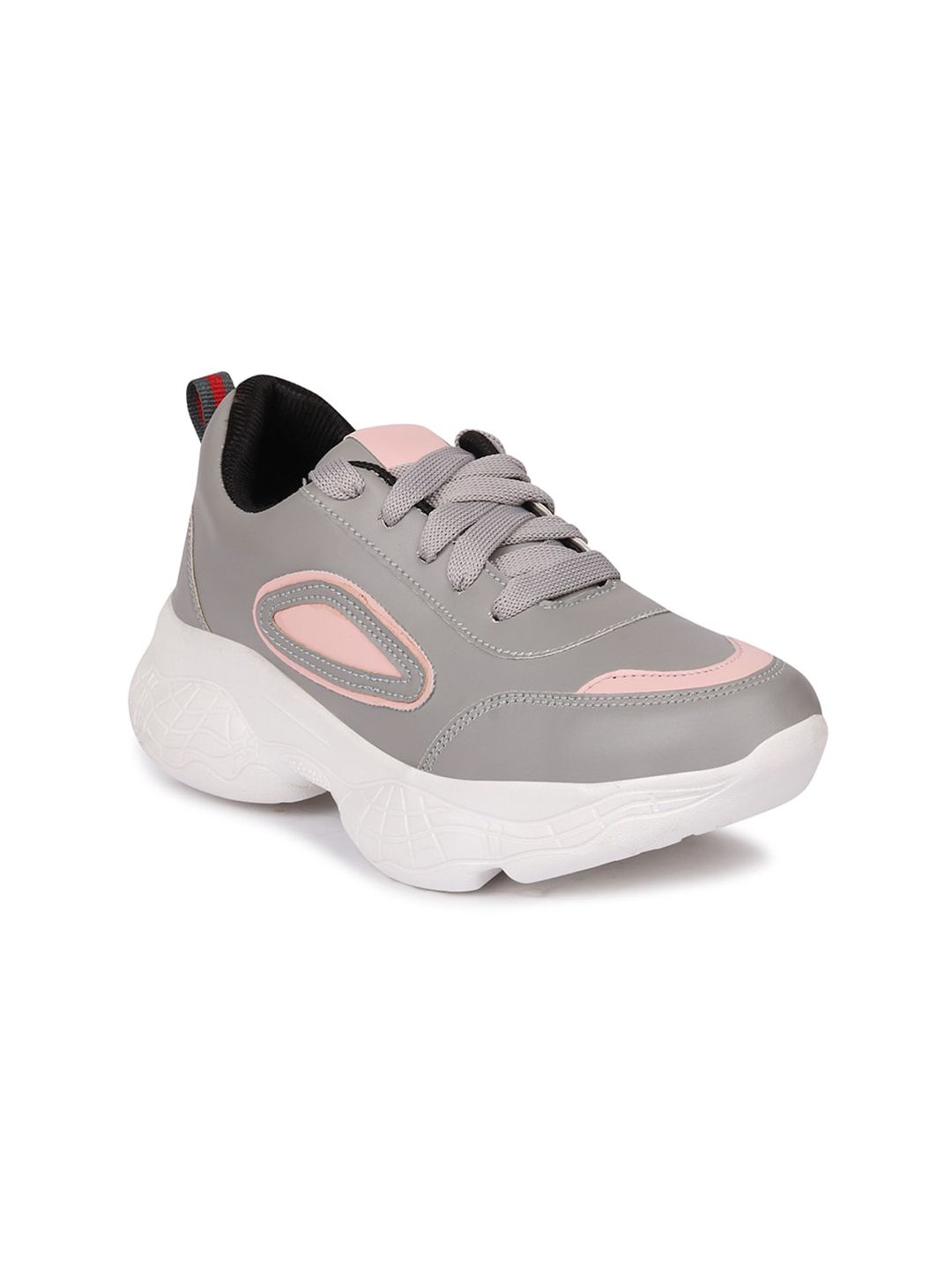 Longwalk Women Grey & Pink Colourblocked PU Walking Shoes Price in India