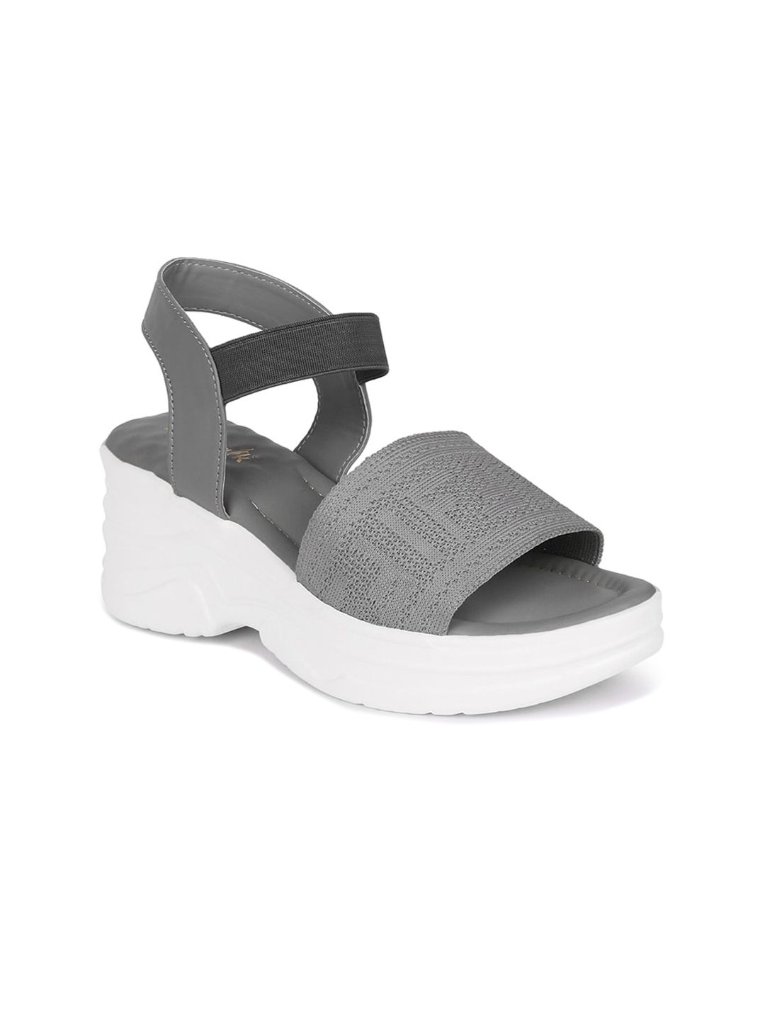 Longwalk Women Grey Platform Sandals Price in India