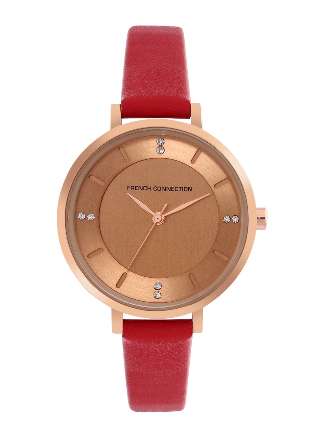 French Connection Women Red Leather Straps Analogue Watch FCL24-E Price in India
