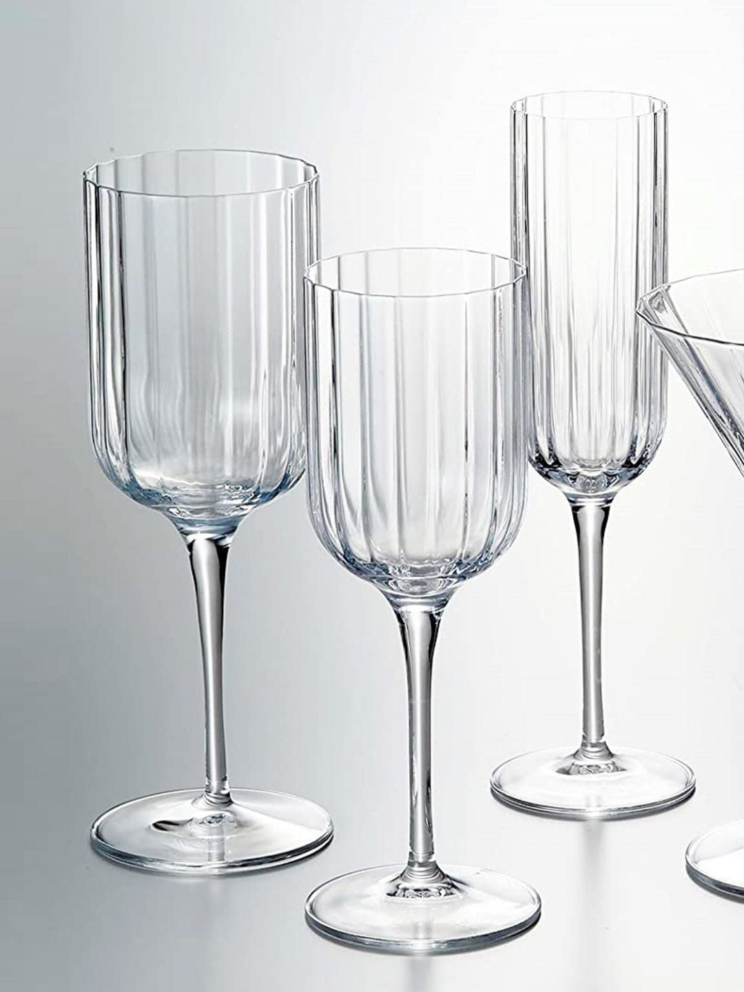 Luigi Bormioli Set Of 4 Transparent Textured Wine Glasses Price in India