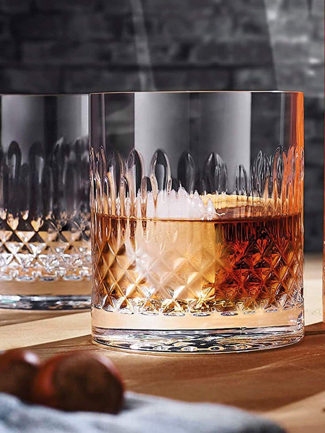 Luigi Bormioli Set Of 4 Transparent Diamante Whiskey Glasses Price in India