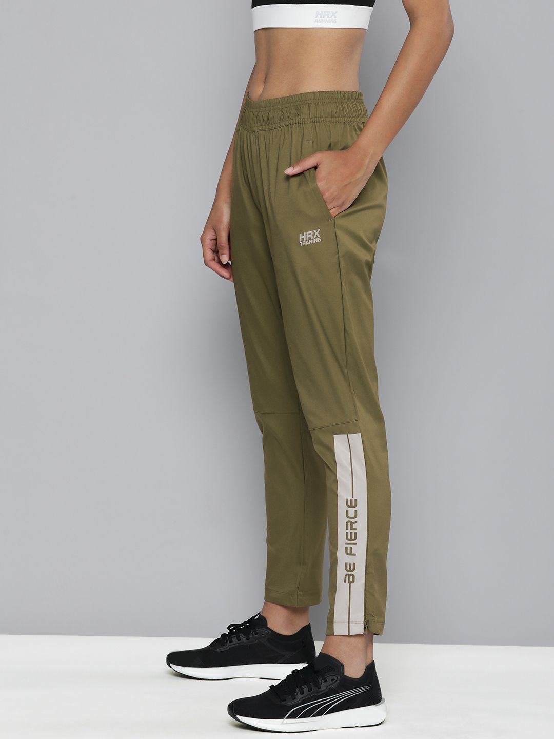 HRX By Hrithik Roshan Women Olive Rapid-Dry Training Track Pants Price in India