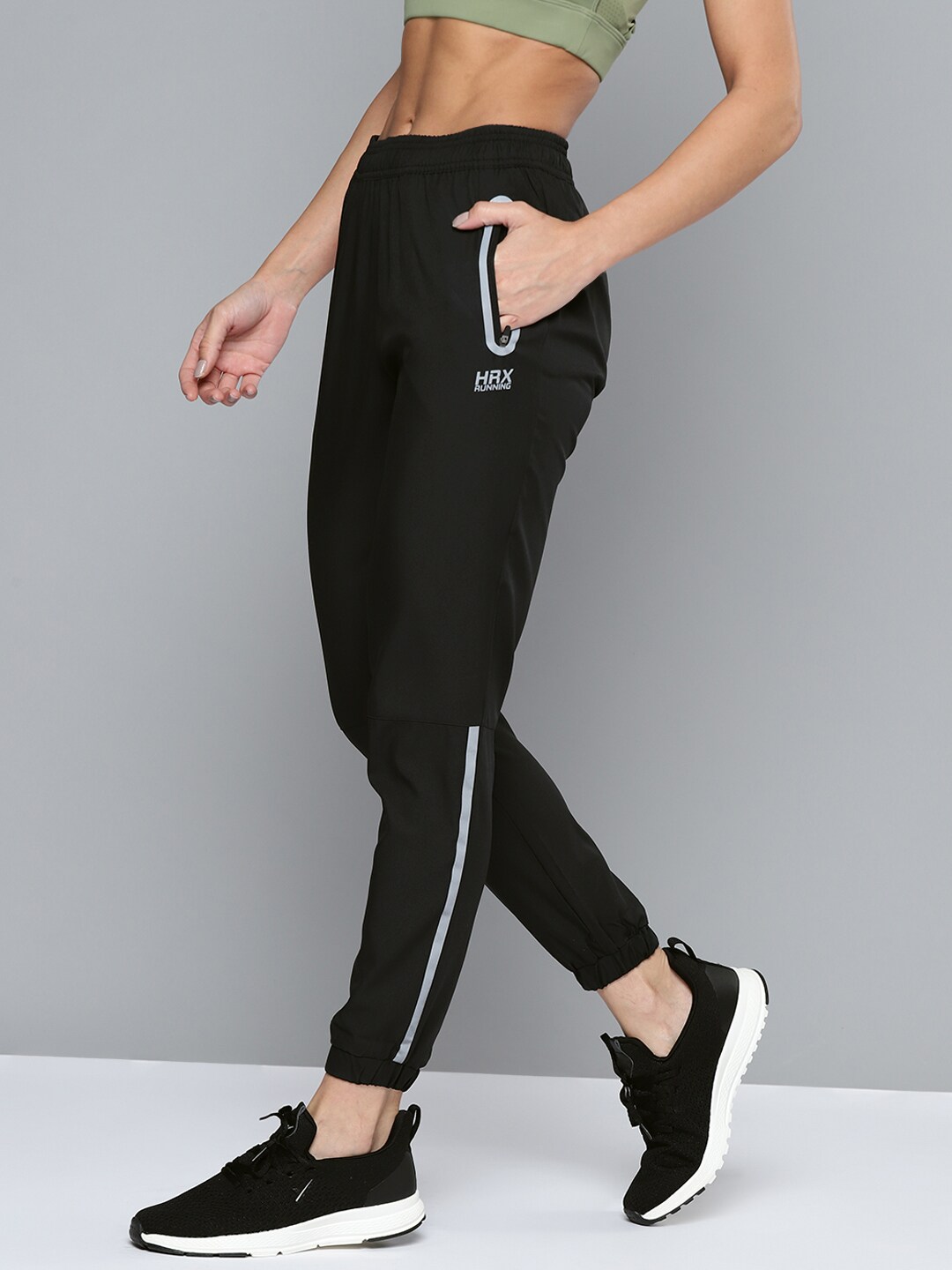 HRX By Hrithik Roshan Running Women Jet Black Rapid-Dry Solid Slim Fit Joggers Price in India