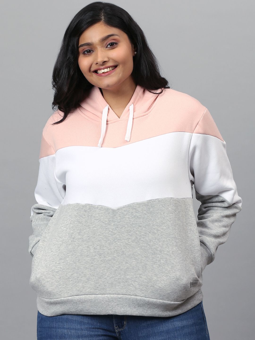 Instafab Plus Women Multicoloured Colourblocked Sweatshirt Price in India